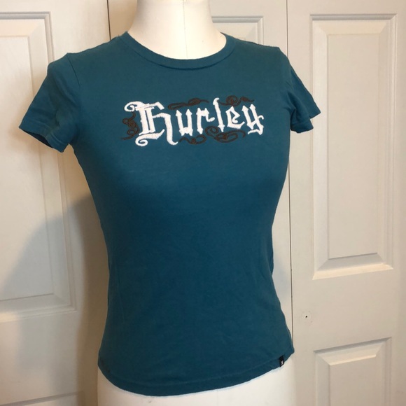 Hurley Tops - Teal Hurley Embroidered Tee